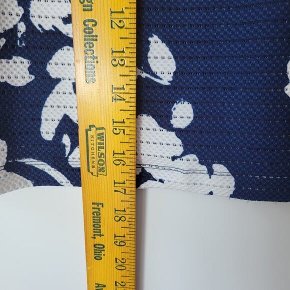 Perceptions Womens Navy White Floral Cropped Open Front 3/4 Sleeve Bolero Sz 18 - Picture 2 of 8